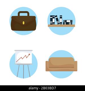 bundle of office equipment set icons Stock Vector