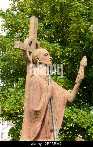 Aidan of Lindisfarne (died 31 August 651) was an Irish monk and missionary credited with restoring Christianity to Northumbria. He founded a monastic cathedral on the island of Lindisfarne. Aidan is known as the Apostle of Northumbria and is recognised as a saint by the Eastern Orthodox Church, the Catholic Church, the Anglican Communion and others. Stock Photo