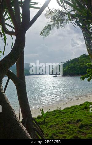 San Vicente island, is an emerging resort city in Palawan. Tourists visit the still underdeveloped areas for the beaches and marine life. Stock Photo