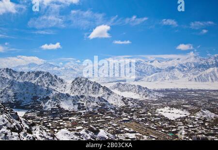 Aerial view of Leh,  Ladakh. Himalayas. India Stock Photo