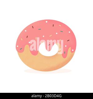 cute cartoon donut isolated on white background Stock Photo