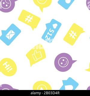 Seamless pattern with different chat symbols on white,cartoon vector illustration Stock Vector