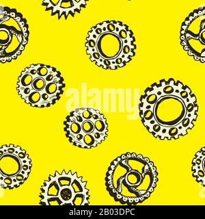 Seamless pattern with gears ,Steampunk style background, stock vector illustration Stock Vector
