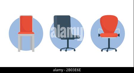 set of office chairs set icons Stock Vector