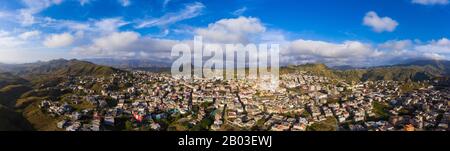 Aerial view of Assomada city in Santa Catarina district of Santiago Island in Cape verde Stock Photo