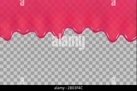 Jam jelly made from strawberries raspberries or cherries isolated on a transparent background. Vector illustration fruit berry syrup or red dripping s Stock Vector