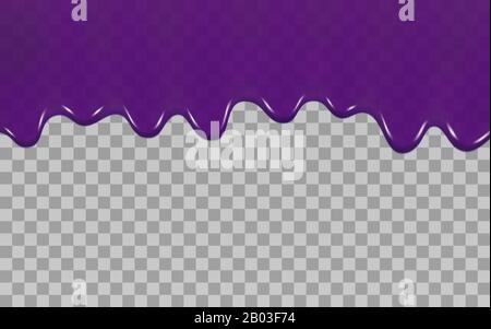 Blueberry jam or blackberry syrup isolated on a transparent background. Vector illustration of dripping flowing purple blueberry jam or viscous sticky Stock Vector