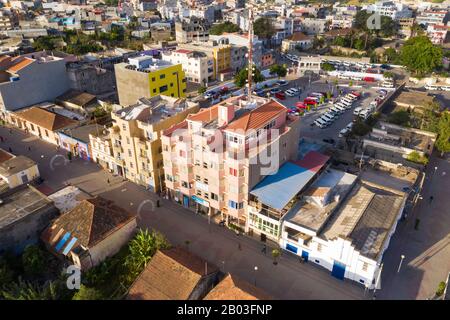 Aerial view of Assomada city in Santa Catarina district of Santiago Island in Cape verde Stock Photo