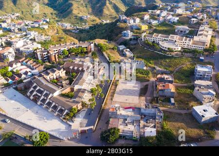 Aerial view of Assomada city in Santa Catarina district of Santiago Island in Cape verde Stock Photo