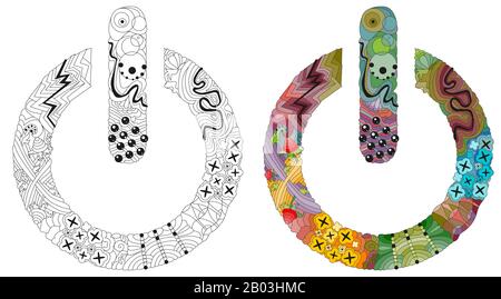 Zentangle stylized On Off switch - vector icon. Hand Drawn lace vector illustration Stock Vector