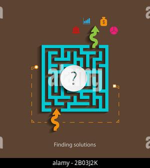 Finding solutions flat design concept icons for web, programming,mobile phone applications & services Stock Vector