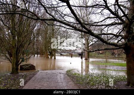 Cardiff, Wales. February 17th 2020. Storm Dennis, a bomb cyclone, hit the UK on Saturday, immediately after Storm Ciara, causing wide spread flooding Stock Photo