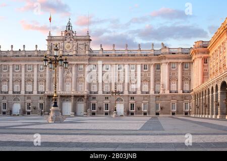 Palacio Real (Royal Palace) at Plaza de Oriente, in Madrid, Spain Stock Photo