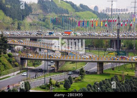 Roads and car traffic in Tehran, capital of Iran. Stock Photo