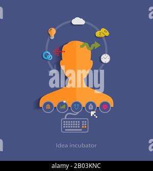 Idea incubator flat design concept icons for web, programming,mobile phone applications & services Stock Vector