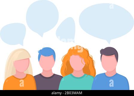 Flat Illustration with people talking with each other Stock Vector