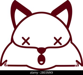 Cute kawaii fox cartoon line style icon design, Animal zoo life nature character childhood and adorable theme Vector illustration Stock Vector
