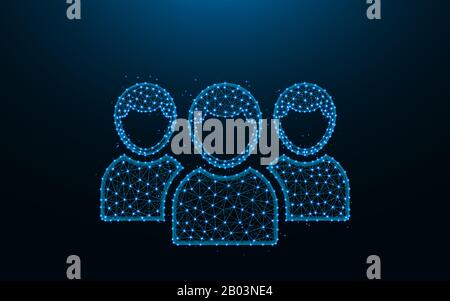 Users made from points and lines, group of people wireframe mesh polygonal vector illustration Stock Vector