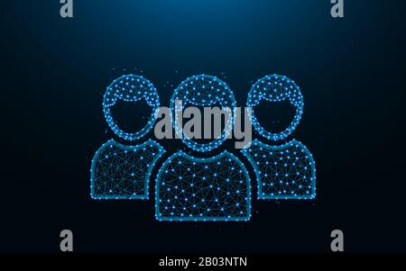 Users made from points and lines, group of people wireframe mesh polygonal vector illustration Stock Vector