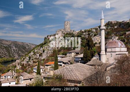 Bell tower and watch tower in Pocitelj, Bosnia and Herzegovina Stock Photo