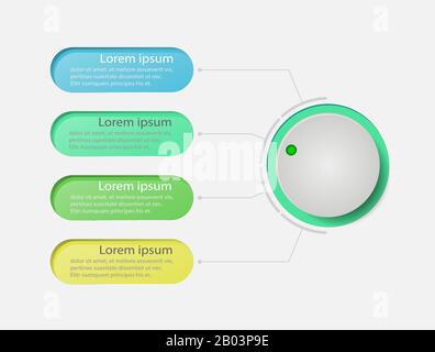 Web interface or four-point switch. Turning regulator. A selection of menu items. Stock Vector