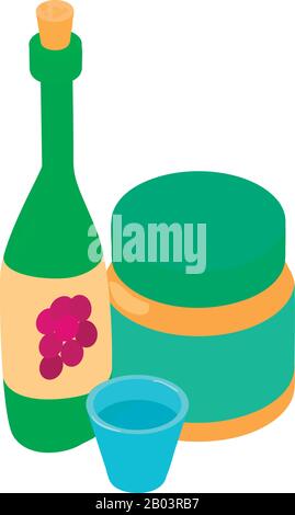 Homemade wine icon, isometric style Stock Vector