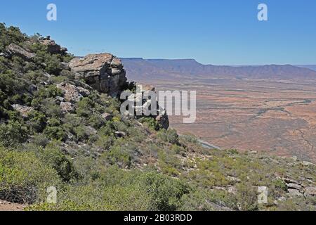 view from escarpment over the coastal plain  Western Cape, South Africa           November Stock Photo