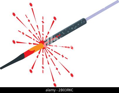 Burning sparkler icon, isometric style Stock Vector