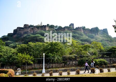 Moti Dungri Fort near Birla Mandir at Jaipur, Rajasthan, India Stock Photo