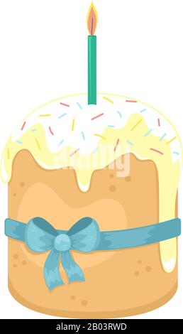 Easter illustration with a kulich and a candle. Stock Vector