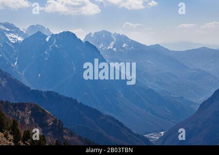 Mountain layers in the Theth Valley, in Albania Stock Photo