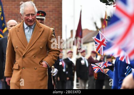 The Prince of Wales during a visit to the Veterans Contact Point, a charity that was created, supports and is run by veterans, in Nuneaton during a tour of Warwickshire and the West Midlands. Stock Photo