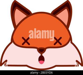 Cute kawaii fox cartoon line and fill style icon design, Animal zoo life nature character childhood and adorable theme Vector illustration Stock Vector