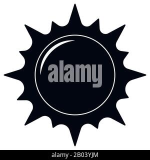 Black and white sun icon logo design isolated on white background. Stock Vector