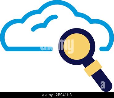 cloud computing with magnifying glass lineal color style Stock Vector ...