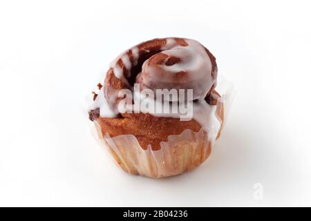 cinnamon roll bread closeup isolated on white background Stock Photo