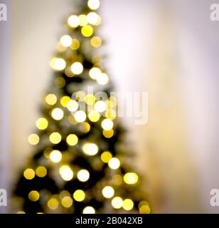 Glowing Christmas tree lights Stock Photo