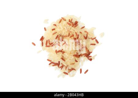 Rice isolated on white background, top view Stock Photo