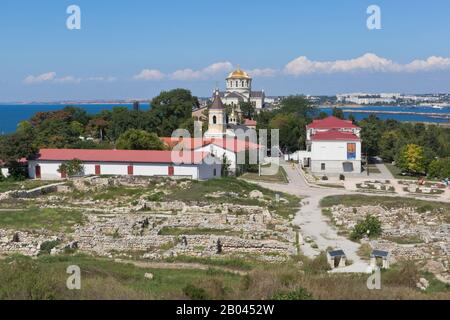 Sevastopol, Crimea, Russia - July 26, 2019: Tauric Chersonese Historical and Archaeological Museum-Reserve in the city of Sevastopol, Crimea Stock Photo