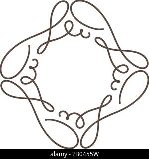 Flourish monoline vector frame illustration. Hand drawn calligraphy style vintage ornament for logo, invitation, wedding, gifts, photos, monogram