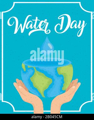 water day poster with hands lifting world planet earth Stock Vector ...