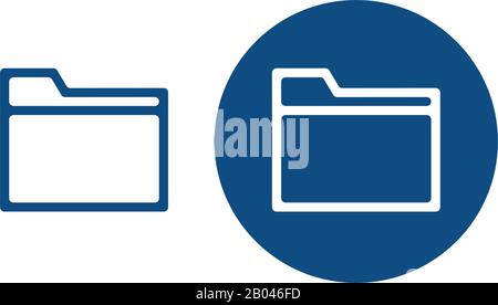 Office folder for files. Option in a circle and without it. Vector blue icons. Stock Vector