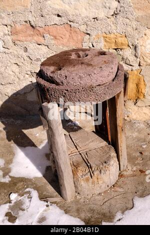 an old hand mill made of stone in kastamonu Stock Photo