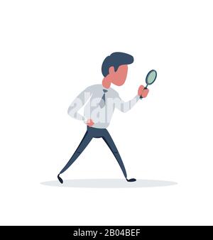 Businessman looking through a magnifying glass Stock Vector