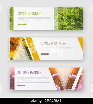 Abstract banners for photo. Triangle abstract background. Horizontal advertising business template. Set of flat banners, , clean abstract cover header Stock Vector