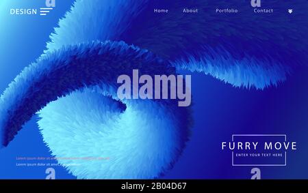 Abstract technology background dyanmic furry 3d object website UI template. Cyber technology Ai tech network futuristic wireframe. Stock Vector