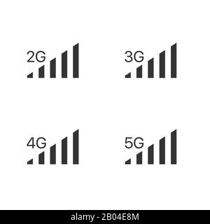2G 3G 4G 5G internet vector icons. Wireless signal technology. Vector illustration Stock Vector