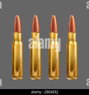 group of realistic rifle bullets Stock Vector
