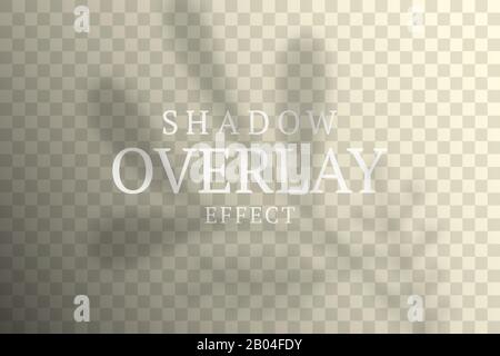 Shadow overlay effect. Transparent soft light and shadows from plant branches, leaves and foliage. Mockup of transparent shadow overlay effect and nat Stock Vector