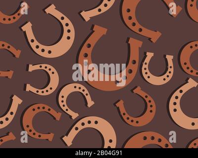Horseshoes seamless pattern. Irish symbol of good luck. Background for greeting card, wrapping paper, promotional materials. Vector illustration Stock Vector